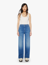 Mother Womens The Kick It High-rise Straight-leg Denim-blend Jeans Fan Favorite In Blue
