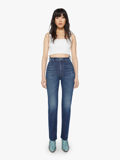 Mother High Waisted Rider Shift Sneak Digital Underground Jeans In Blue