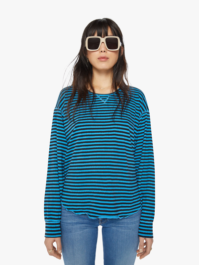 Mother The Dugout Scoop Desden Midnight Stripe Sweater In Blue