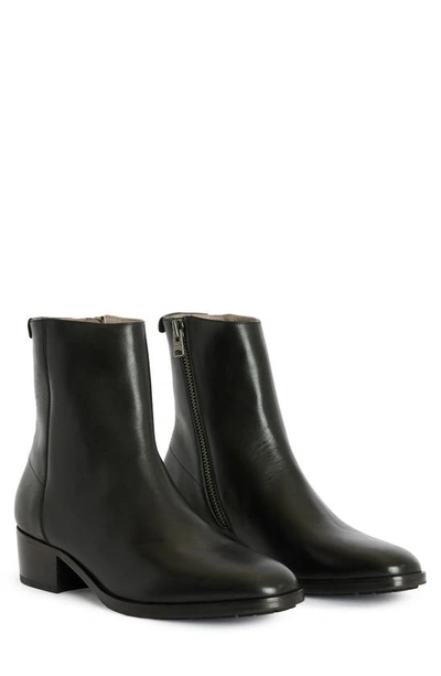 Allsaints Bonham Stacked Heel Leather Boots In Black