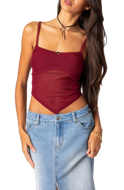 Edikted Women's Cressida Sheer Mesh Tank Top In Burgundy