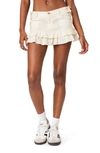 Edikted Women's Dev Ruffle Linen Mini Skirt In Off-white