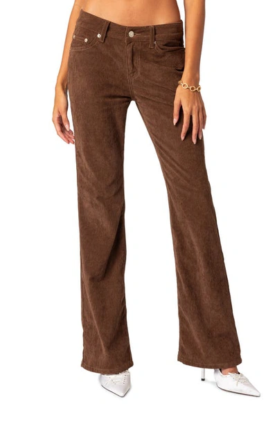 Edikted Women's Corduroy Bootcut Flared Trousers In Brown