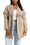 Wit & Wisdom Fringe Yoke Cardigan In Heather Toffee Brown