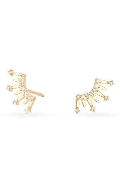 Adina Reyter 14k Yellow Gold Pave Diamond Crown Stud Earrings