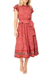 GIBSONLOOK GIBSONLOOK HARVEST MOON FLORAL PAISLEY SIDE BOW MIDI DRESS