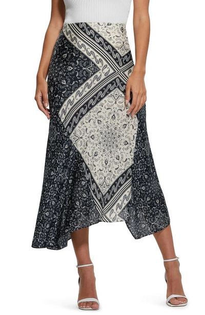 Guess Women's Katrina Asymmetric Mix-print Skirt In Sashiko Square Bandana