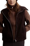 Varley Aspen Ribbed Knit-trimmed Faux Shearling Vest In Coffee Bean