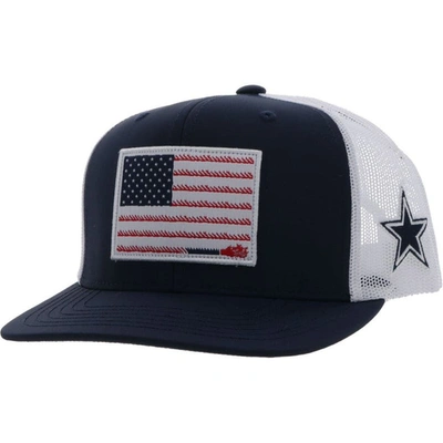 Hooey Men's  Navy, White Dallas Cowboys Rope Flag Trucker Adjustable Hat In Navy,white