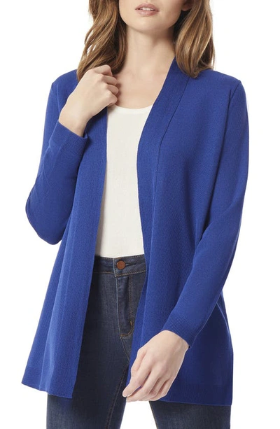 Jones New York Open Front Ribbed Icon Cardigan In Mineral Blue
