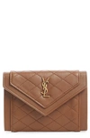 SAINT LAURENT SMALL GABY QUILTED LEATHER ENVELOPE WALLET