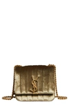 Saint Laurent Vicky Small Quilted Velour Chain Shoulder Bag In Pale Olive