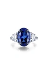 Lafonn Fancy Lab Created Sapphire & Simulated Diamond Ring In Blue