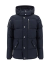 Moose Knuckles Paneled Down Hooded Parka In Navy Black
