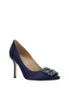Manolo Blahnik Crystal Buckle Detail Design High Heels In Blue