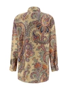 Etro Paisley Print Silk Top With Classic Collar In 800