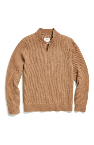 Billy Reid Fisherman Rib Half Zip Wool Sweater In Neutral