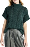 Splendid Abbott Short-sleeve Cashblend Cable Sweater In Balsam