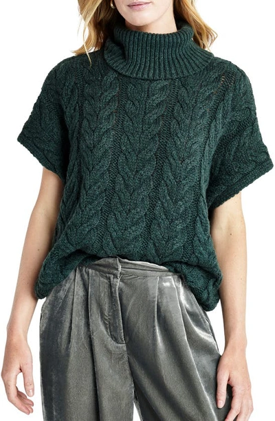 Splendid Abbott Short-sleeve Cashblend Cable Sweater In Balsam