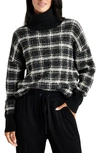 Splendid Ginny Plaid Turtleneck Sweater In Black Plaid