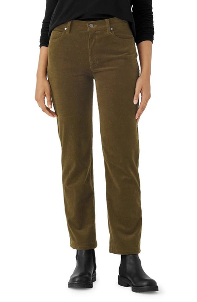 Eileen Fisher High-rise Cropped Corduroy Pants In Serpent