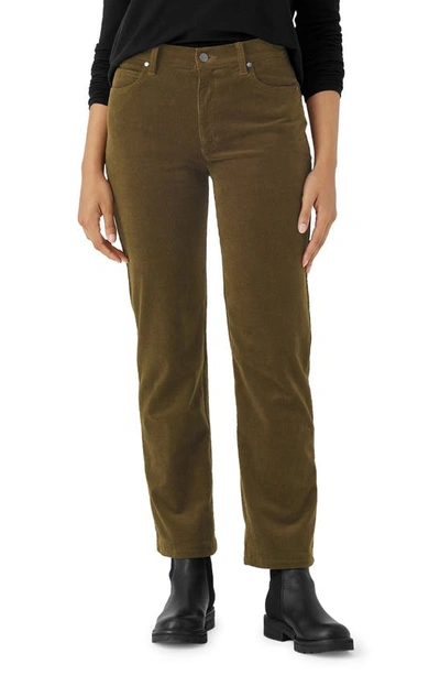 Eileen Fisher High-rise Cropped Corduroy Pants In Serpentine