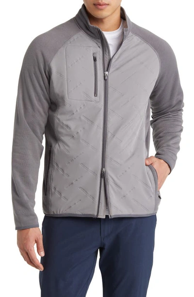 Johnnie-o Mario Mix Media Water Repellent Zip-up Jacket In Charcoal