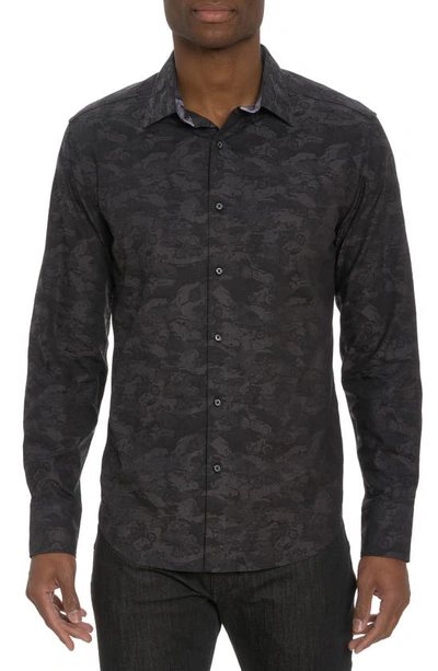 Robert Graham Junk Yard Cotton Jacquard Button-up Shirt In Black