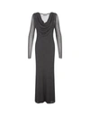 Blumarine Silver Long Dress With Draped Neckline In Silver