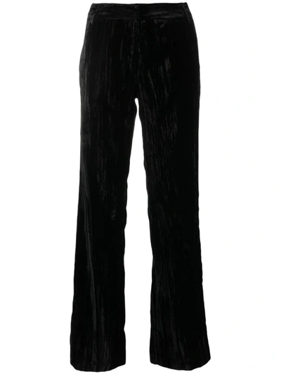 Ermanno Firenze Straight-leg Velvet Trousers In Black