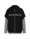Givenchy Black And Grey Double Layer Zipped Hoodie In Black