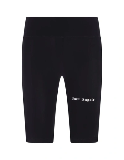 Palm Angels Short Sports Leggings With Logo In Black