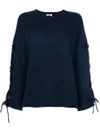 SEE BY CHLOÉ SEE BY CHLOÉ LACED SLEEVE SWEATER - BLUE,S7AMP02S7A54012185425