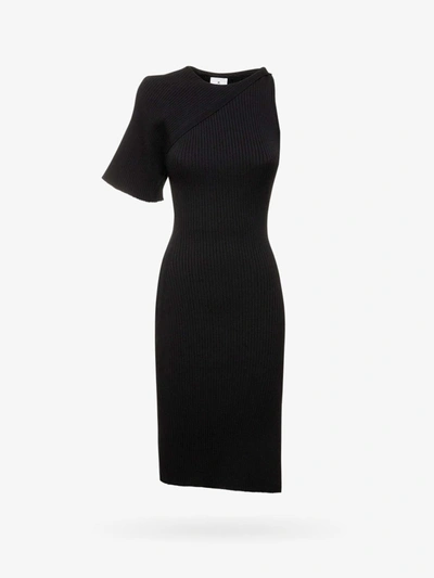 Courrèges Courreges Asymetrical Rib Knit Dress In Black