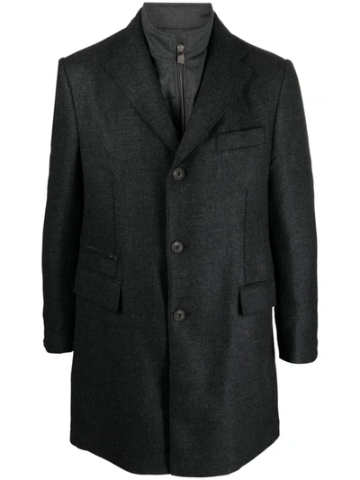 Corneliani Single-breasted Virgin Wool-blend Coat In Grey