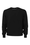 Fedeli Man Black Cashmere Pullover With Round-neck In Black