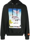 Heron Preston Relaxed Fit Graphic Print Hoodie With Drawstring Hood In Black