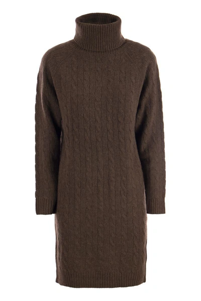 Polo Ralph Lauren Women's Wool-cashmere Cable-knit Sweaterdress In Brown Melange