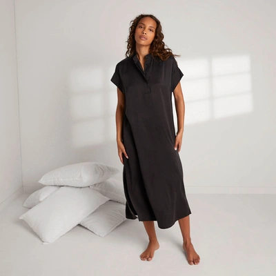 Lunya Washable Silk Maxi Pullover Dress In Immersed Black