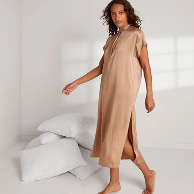 Lunya Washable Silk Maxi Pullover Dress In Hushed Tan