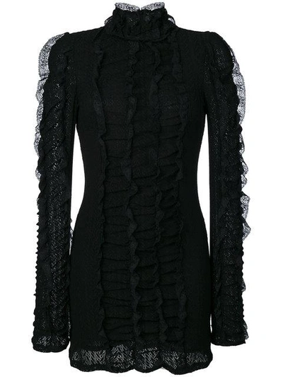 Philosophy Di Lorenzo Serafini Ruffled Stretch Lace Knit Dress In Black