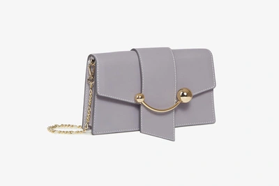 Strathberry Crescent On A Chain Leather Shoulder Bag In Grey