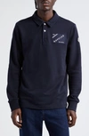 Moncler Polo Collar Sweatshirt In Dark Navy Blue