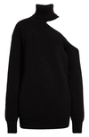 Nensi Dojaka Turtleneck Cold-shoulder Jumper In Black