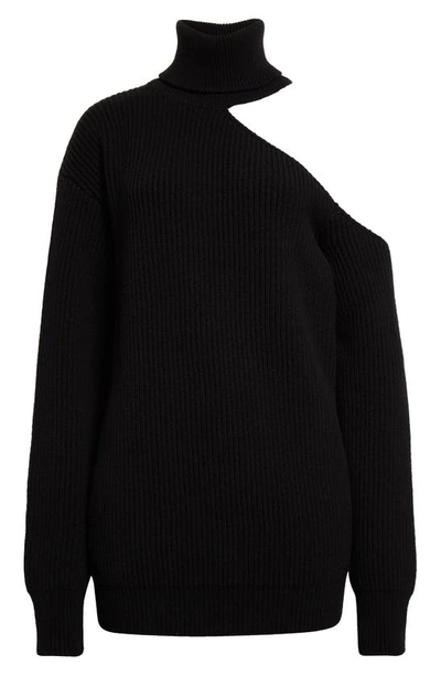 Nensi Dojaka Turtleneck Cold-shoulder Jumper In Black