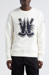 MONCLER MONCLER HOCKEY APPLIQUÉ COTTON CREWNECK SWEATSHIRT