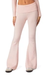 Edikted Women's Desiree Knitted Low Rise Fold Over Pants In Light-pink