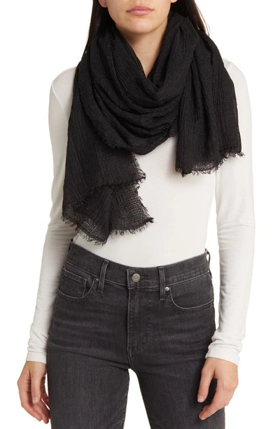 Tasha Crinkle Fringe Scarf In Black