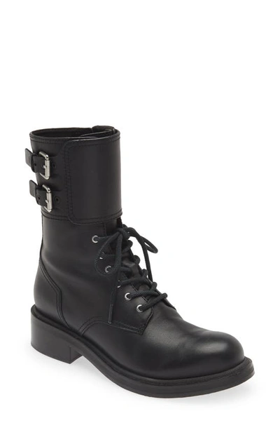 Rag & Bone Lace-up Moto Boot In Black