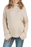 Angel Maternity Turtleneck Rib Maternity Sweater In Cream